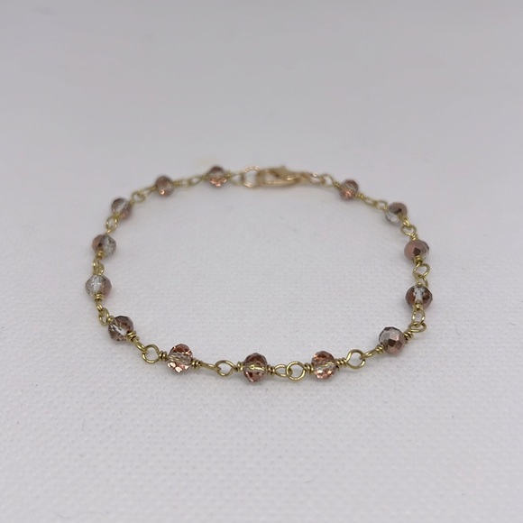 Dainty Firepolished Copper Glass Bead Bracelet - Picture 4 of 6
